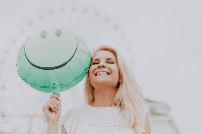 woman smiling while
