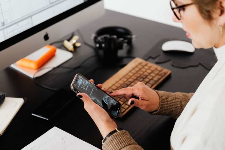 woman using phone