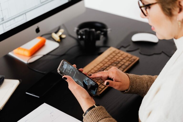 woman using phone